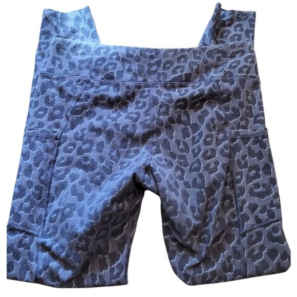 Pact Leggings Women's Large Blue Animal Leopard Print Organic Cotton Pockets - Picture 2 of 4
